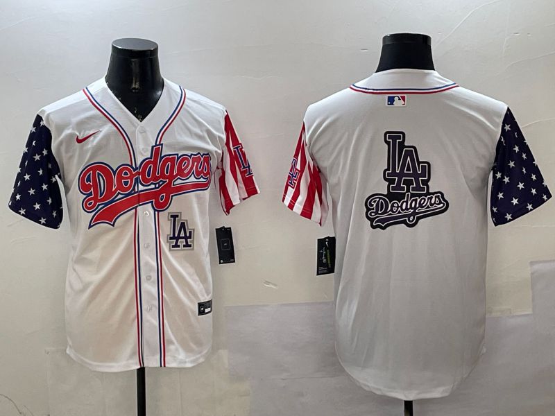 Men Los Angeles Dodgers Blank White a generation of national flags Joint name 2025 Nike MLB Jersey style 24